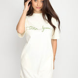 Սեր Կա Cotton t-shirt dress with side pockets - light ivory