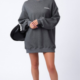 WO|MN logo 100% cotton jersey oversized sweatshirt dress -dark heather gray