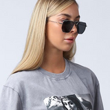 WO|MN logo aviator sunglasses metal and acetate frame- silver with black polarized lenses