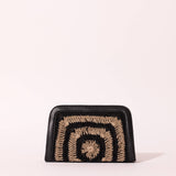 WOVEN JUTE AND BLACK LEATHER ALESSIO POUCH